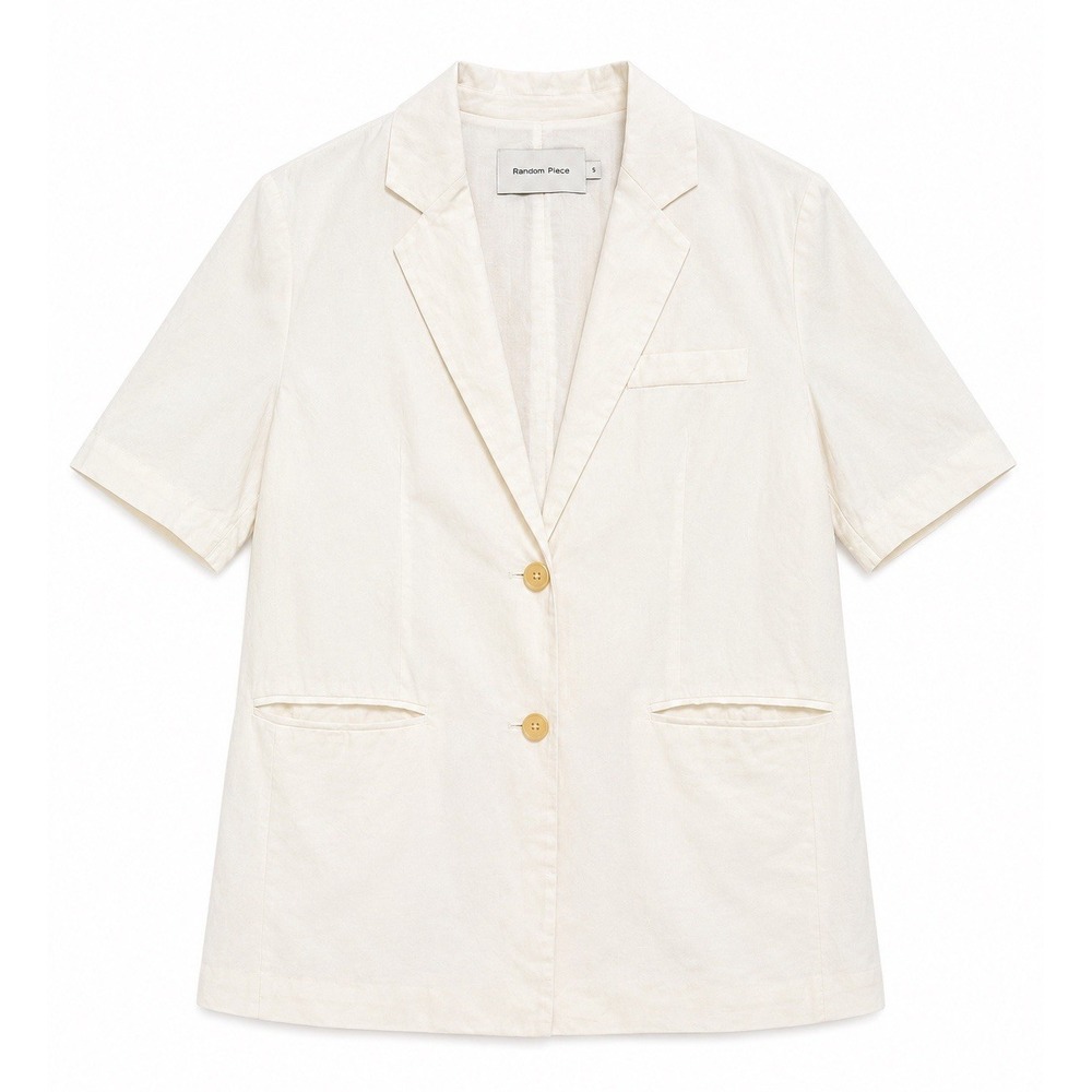 Random Piece Blazer S Ivory Linen Blend Quiet Luxury Minimalist Old Money